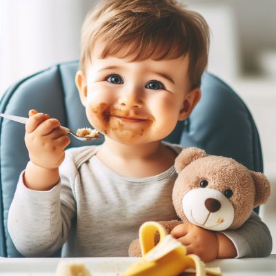 کودک خندان که از بد غذا است